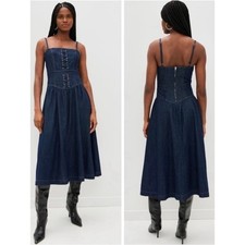 Reformation Florentina Denim Midi Dress US Sz 12