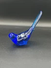 Vintage Fenton Long Tail Blue Bird of Happiness Art Glass Cobalt Glass w Sticker
