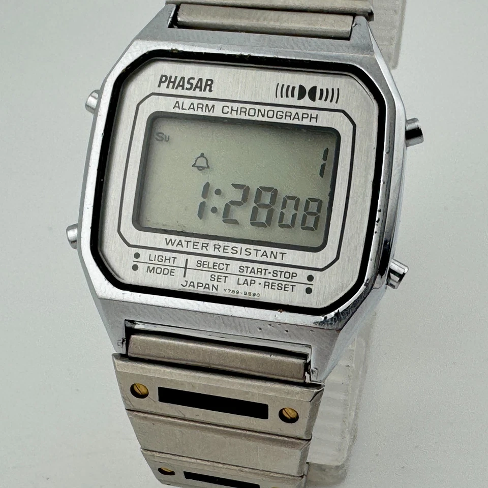 Винтажные цифровые кварцевые мужские часы Sears Phasar серебристый будильник хронограф новый аккумулятор 7,5 дюйма - Изображение 2 из 4