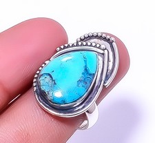 Chrysocolla - Peru 925 Sterling Silver Handmade Ring Size Adjustable 22 A394