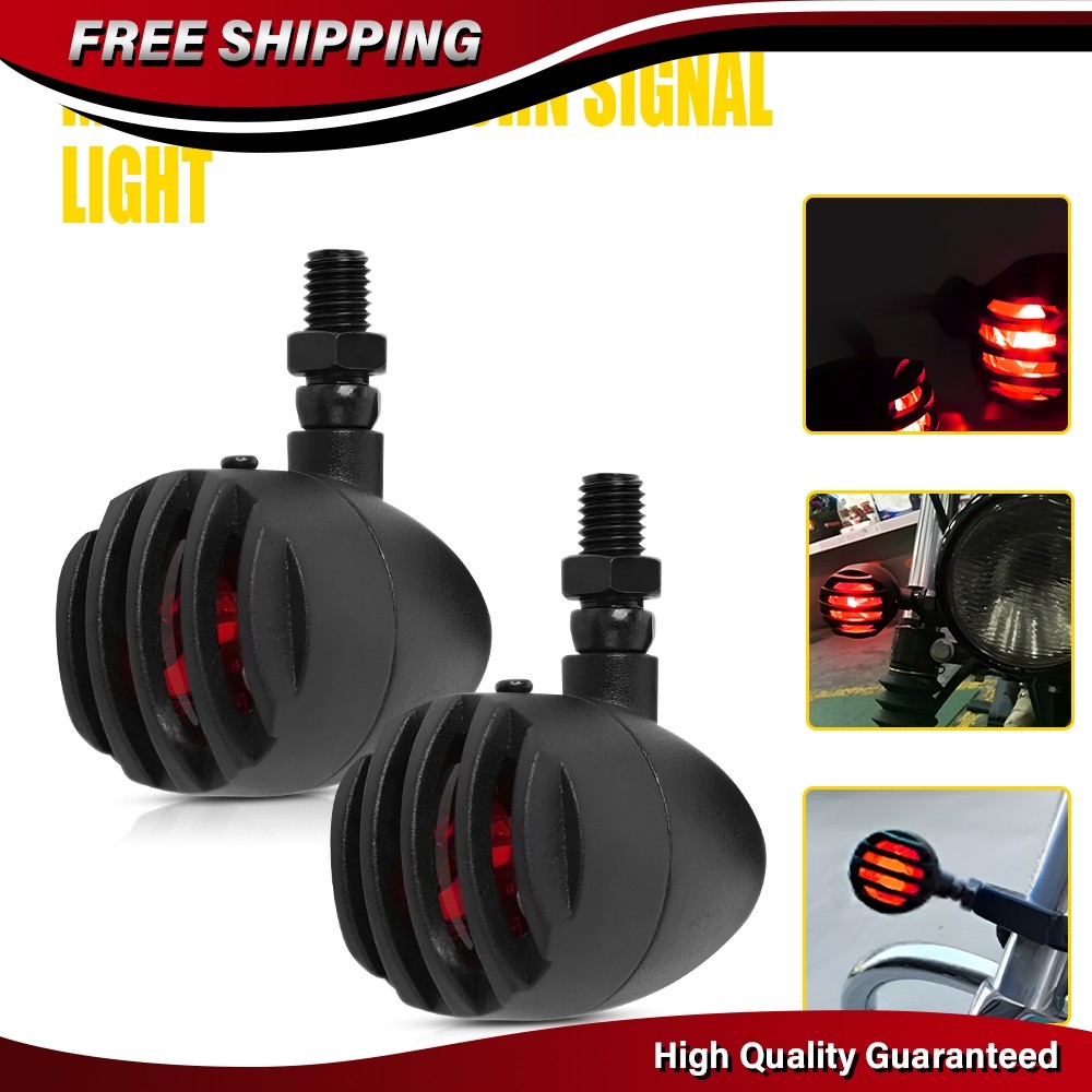2PCS Motorcycle Red Brake Blinker Turn Signal Tail Light For Harley Honda Yamaha
