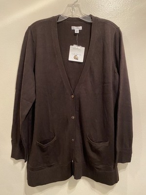 New Croft & Borrow Women's Long Cardigan With Pockets XXL Black Raisin Brown NWT