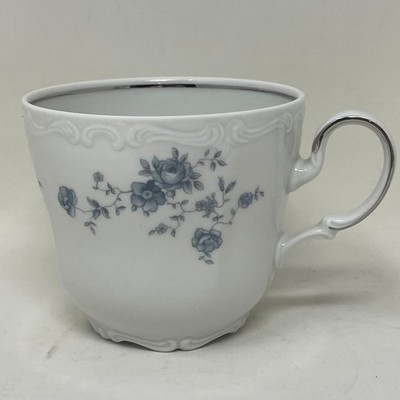Johann Haviland Tea Cup Blue Garland Bavaria Germany White Blue Floral Platinum