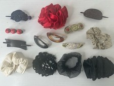 Vintage 80s Barrettes Clips Hair Nets Scrunchies 14 Hair Accessories Lot