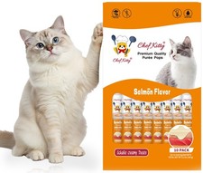 Cat Treats Lickable  Grain-Free Cat Food Toppers, Creamy Salmon 10-Pack