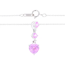 Synthetic Pink Sapphire Dangle Heart Necklace GVM8524