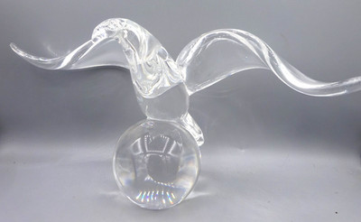 Heavy Clear Glass Spread Eagle Figure / Paperweight - Steuben Art Glass - c1960s