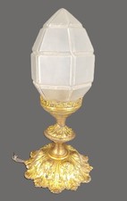 Plafonnier lustre années 1920 Art Déco Ht: 34cm globe obus opaline