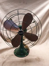 1930s DIEHL 16" OSCILLATING FAN WITH NEW WIRING NEW PAINT & NEW BLACK VINYL BASE