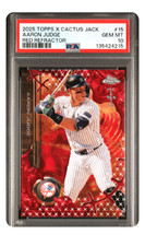 2025 TOPPS X CACTUS JACK NY YANKEES AARON JUDGE #15 RED REFRACTOR #D 1/5 PSA 10