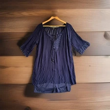 NAIF Cobalt Electric Blue Lined Lace Babydoll Oversized loose Fit Dress Boho 1X