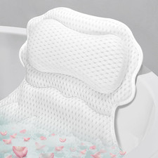 Setsail Bath Pillow, Bath Pillows for Tub Neck and Back Support, White Soft 4D