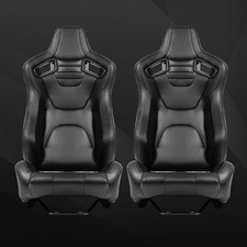 2pcs Universal Reclinable Bucket Seats Cars Pvc Adjustable Racing Seats Black 2pcs Universal Reclinable Bucket Seats Cars Pvc Adjustable Racing Seats Black