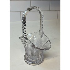 Duncan Miller Etched Daisy Floral Bride Glass Basket