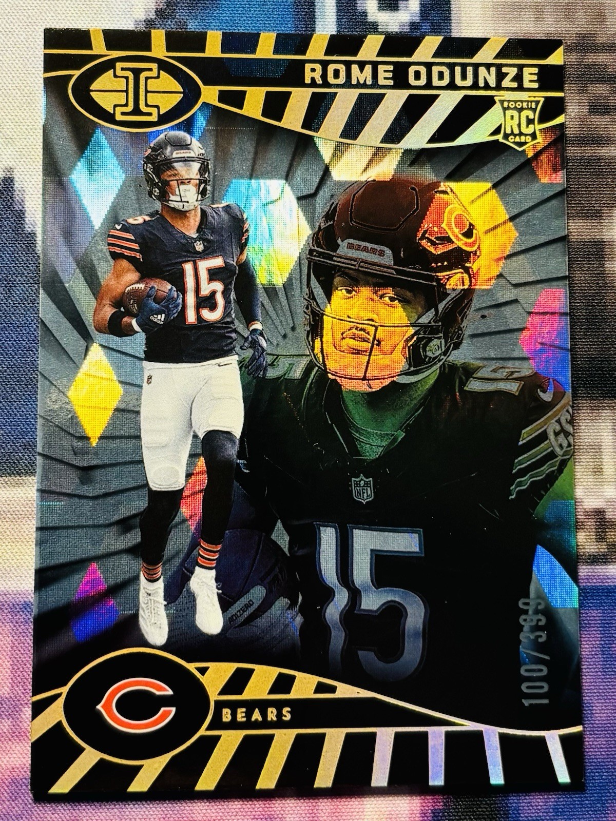 2024 Illusions #14 Rome Odunze RC Cubic Trophy Collection /399 Bears