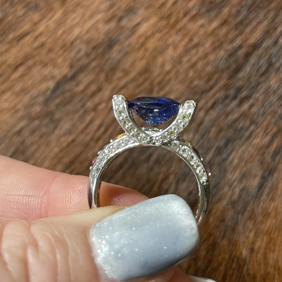 Anillo Victoria Wieck Plata de Ley Multicolor Zafiro y Circón Blanco talla 8.75 Foto 4 de 4
