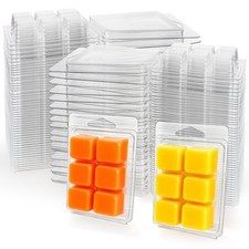 Jucoan 100 Pack Plastic Wax Melt Clamshell Mold, 6 4.3 x 3 x 1 inches, Clear