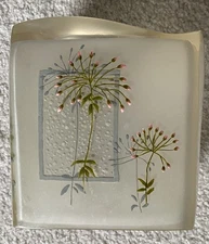 Vintage MCM Acrylic Tissue Box Cover Botanical 3D Flowers and Ferns Frosted 