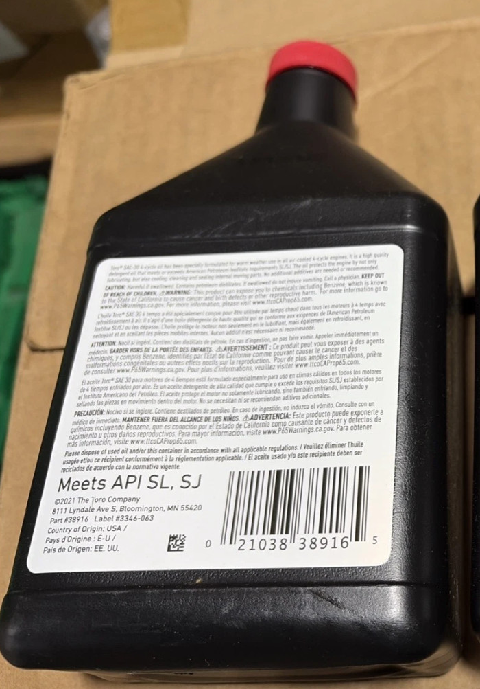 1 PACK - Toro 38916 SAE 30 Premium Engine Oil for Lawn Mower 18 oz Bottle