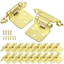 Gold 1/2 Inch Overlay Face Frame Cabinet Hinges, 20 PCS, Self Closing, Decora...
