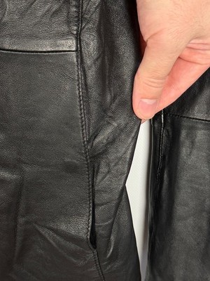 Men's Emporio Armani Leather Jacket Full Zip Biker Style Black