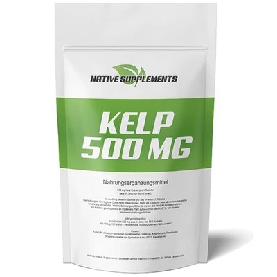 NATIVE SUPPLEMENTS Kelp Jod 500mg Tabletten Komplex Extrakt hochdosiert - Vitamin C B Multivitamin