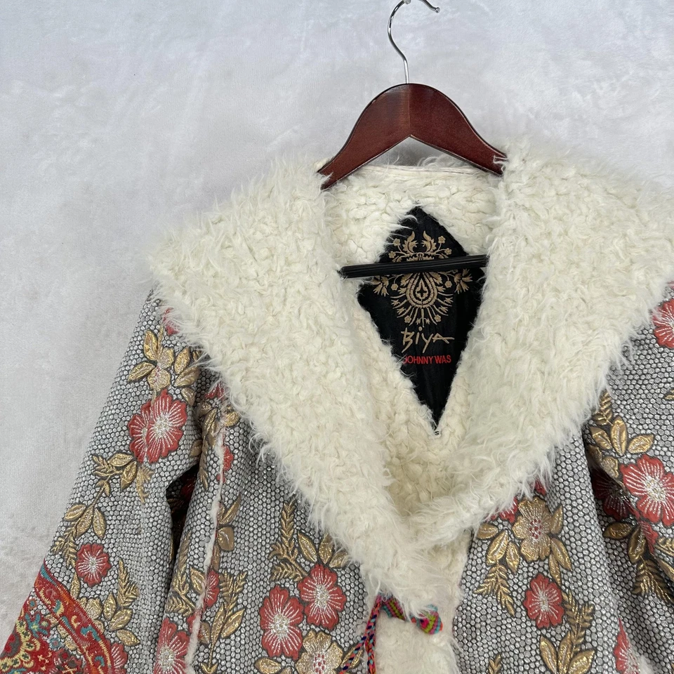 Chaqueta Johnny Was para mujer PS floral imitación piel de oveja bordada Penny Lane Foto 2 de 4