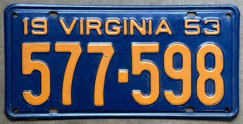 1953 Virginia License Plate