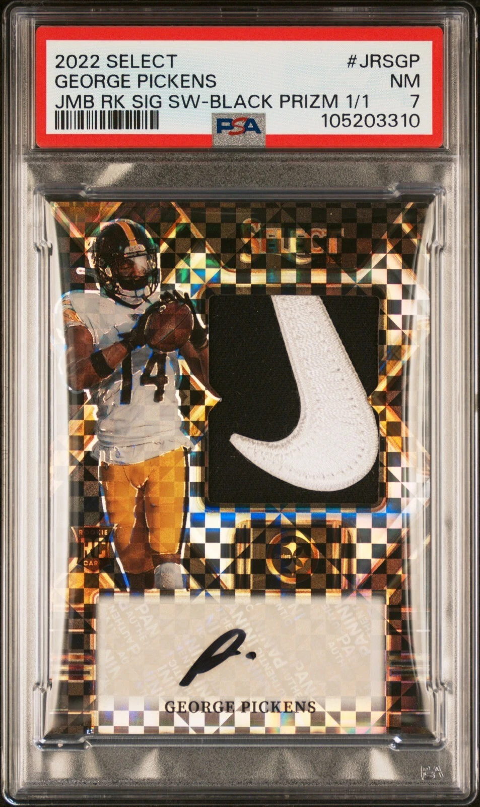 George Pickens Panini Select Jumbo Rookie Signature Swatch #JRSGP Black Prizm 1/1