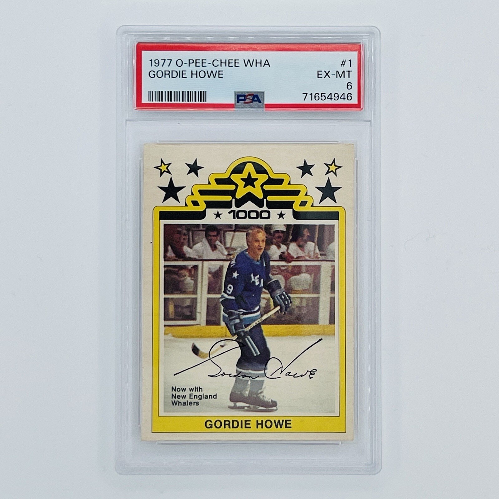 Gordie Howe PSA 6 HOF 💎 1977-78 O-Pee-Chee WHA #1 Whalers *1000 GOAL ...