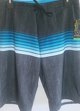 Burnside Mens 28 Adjustable Tie Front UV Protection Board Shorts Striped NWT