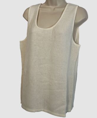 $198 Neiman Marcus Women's Ivory Sleeveless Cashmere Sweater Top Plus Size 2X