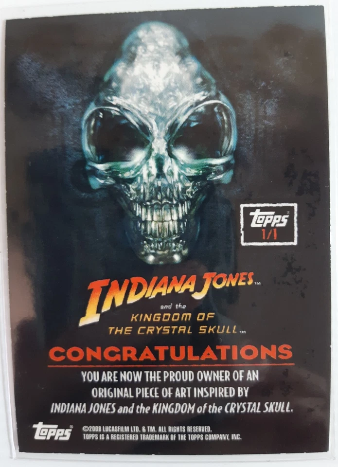 INDIANA JONES Kingdom Of The Crystal Skulls. Artist Sketch Card. 1 Of 1. Rare. - Image 2 of 2