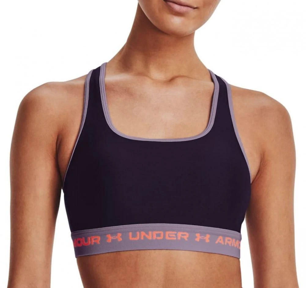 Under Armour Mid Crossback Pocket Sports Bra Purple Size UK M