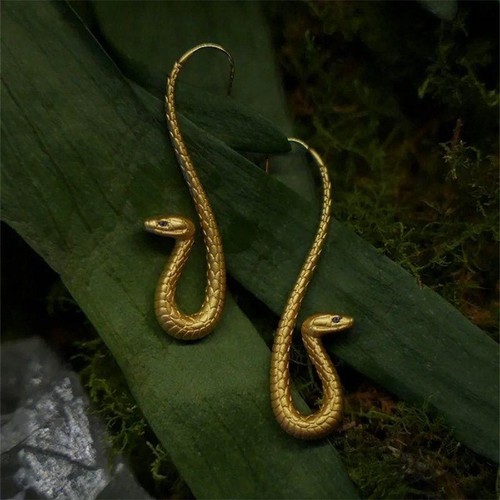 Punk Golden Color Vivid Snake Earrings Exaggerate Personality Fashion Animal Ear - Picture 6 of 24