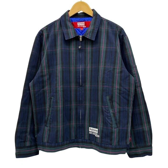 Veste de travail imprimée Supreme X Junya Watanabe 21AW bleu marine taille L rayures dos texte