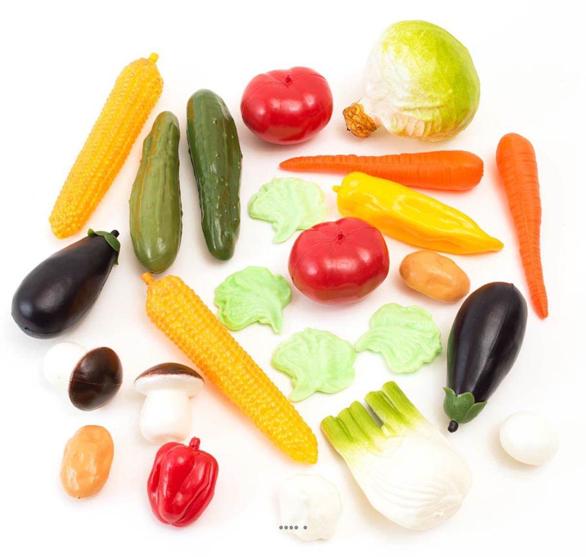 Légumes artificiels en lot de 24 en plastique soufflé multicolore pour décoration