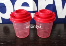 Tupperware Mini Tupper Salt & Pepper Shakers Midgets Set of 2 Chili Red New