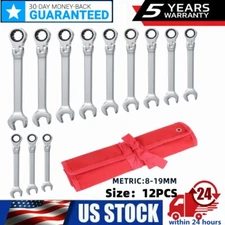 12PCS Ratcheting Wrench Set 72-Teeth Flex-Head Ratchet Combination Wrench