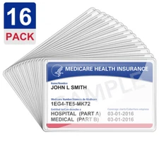 16 Pack - Medicare Card Holder Protector Sleeves - Clear Vinyl Credit Card Cover