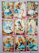 9 Alice In Wonderland~Handmade~Journal Cards~Scrapbooks~Junk Journals~Crafts