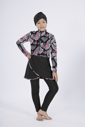 Girls Muslim Modest Swimsuit Islamic Full Cover Swimwear Sets Burkini Beachwear - Picture 23 of 23