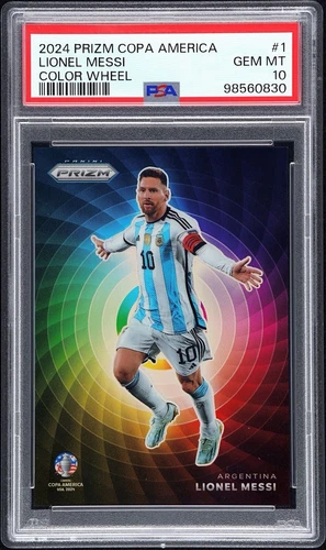 2024 PANINI PRIZM CONMEBOL COPA AMERICA COLOR WHEEL 1 LIONEL MESSI PSA 10 