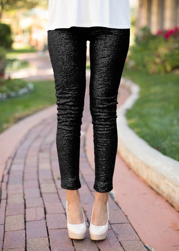 Black sequin leggings party Christmas 