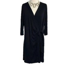Cynthia Rowley 2X plus-size black V-Neck wrap dress with side ruching