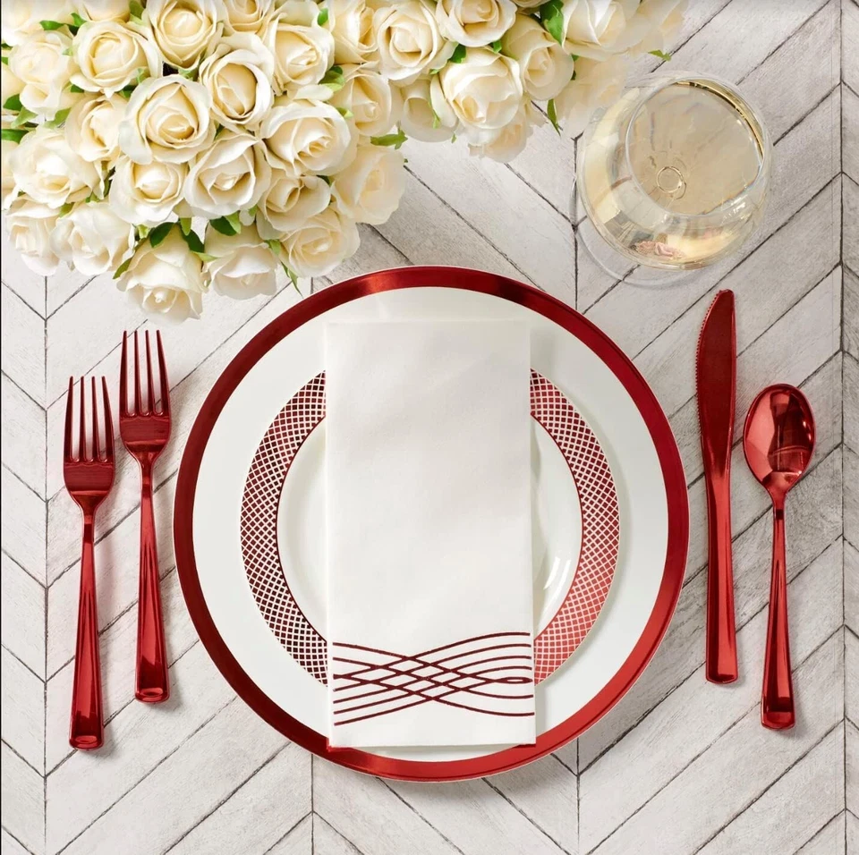 Heavyweight Plastic Plates Disposable Dinnerware Set 175 PCS - Image 4 of 4