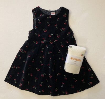 Gymboree 3 3T Holiday Magic Cherry Black Velveteen Jumper Dress & NWT  Tights | eBay