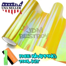 12"X96" Galaxy Chameleon Chrome Golden Yellow Headlight Taillight Tint Sticker