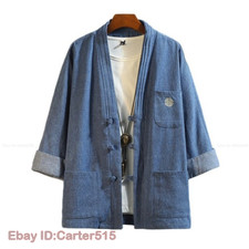 Japanese Style Kimono Robes Gown Cardigan Jackets Retro Denim Coats Casual