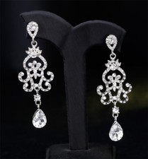 Chandelier Dangle Clear Austrian Crystal Rhinestone Earrings Studs Prom Wed E22
